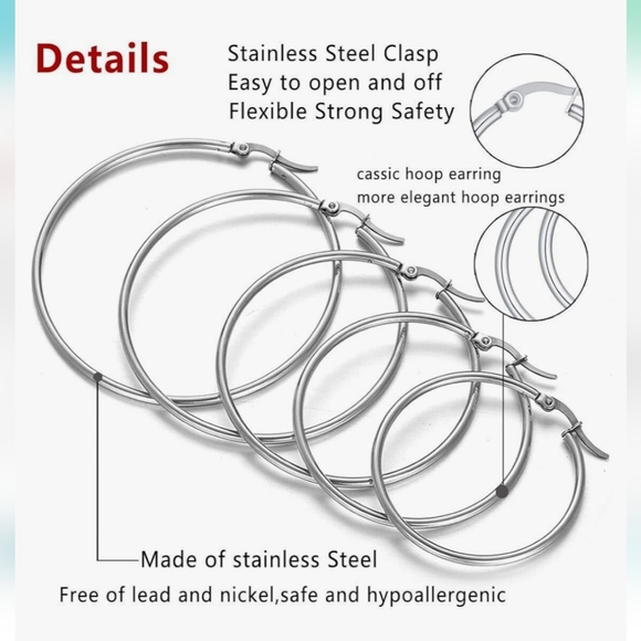 NWOT Hoop Earrings Set of 10 - Picture 5 of 5